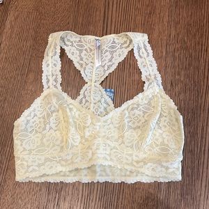 NWT: Free People Light Yellow Lace Racerback Bralette